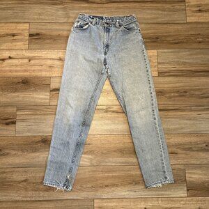 VTG Levis 10950 Tapered Leg Denim Jeans 13 LONG Blue Destroyed Grunge Orange Tab